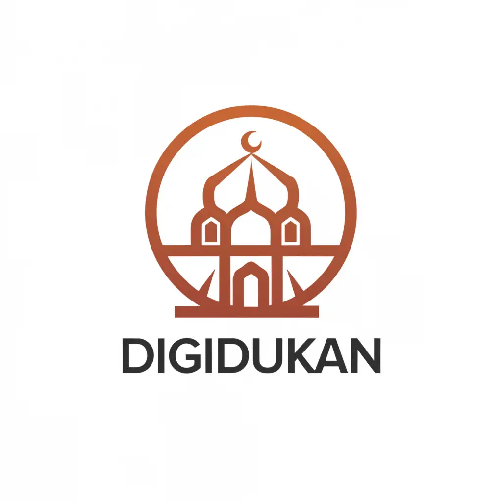 a logo design,with the text "DigiDukan", main symbol:A mosque,Moderate,be used in Education industry,clear background