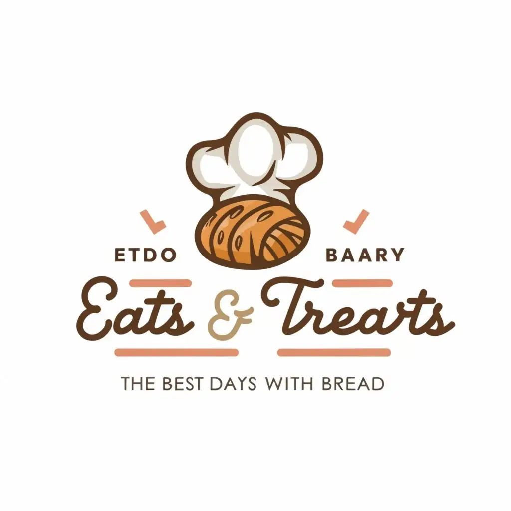Eats and Treats Bakery Logo Chef Hat and Bread Dalle3 AI
