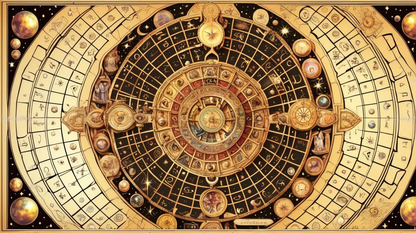 Astrological Wheel and Mystical Symbols in Puzzle Formation | MUSE AI