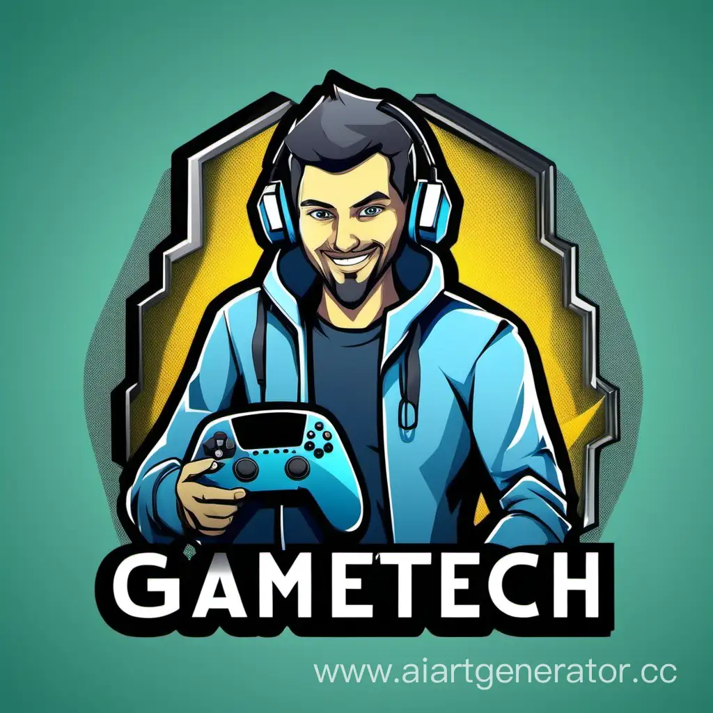 современная аватарка для компании которая продает технику по играм  и чтобы наверху написано GameTech