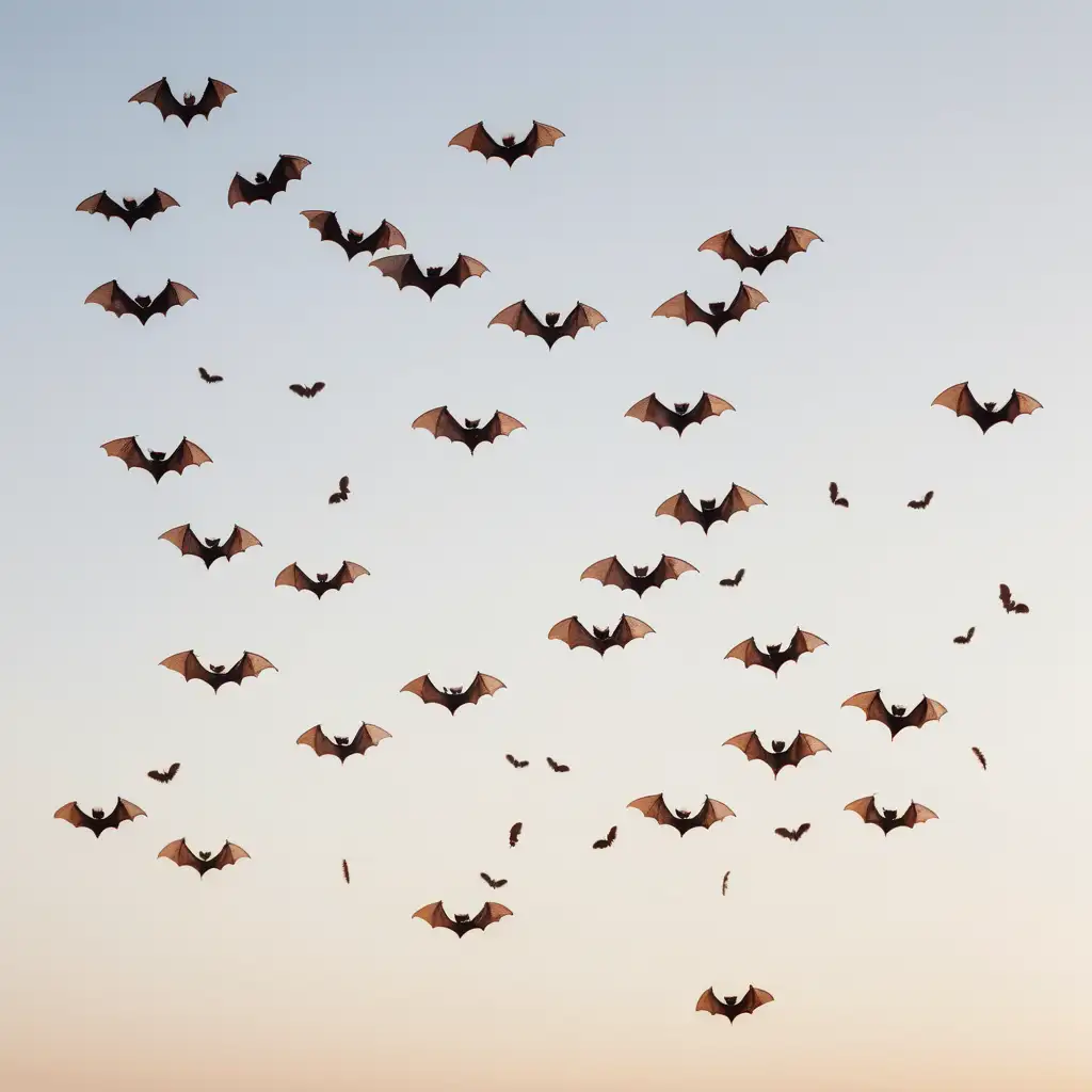 Enchanting Swarm of Small Bats in Flight