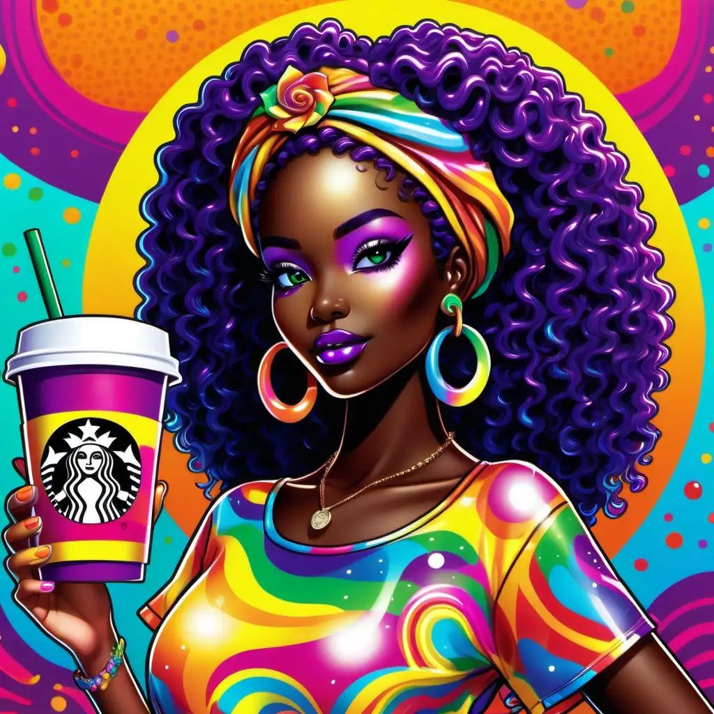 Vibrant Lisa Frank Style Art Featuring African Women with Target and Starbucks Elements