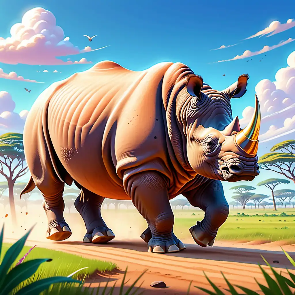 kawaii stil, Illustration, hintergrund afrika,  Das mächtige Nashorn

Illustration: Massive Nashörner trotten gemächlich durch die Savanne, ihre robusten Körper strahlen eine Aura der Stärke aus.