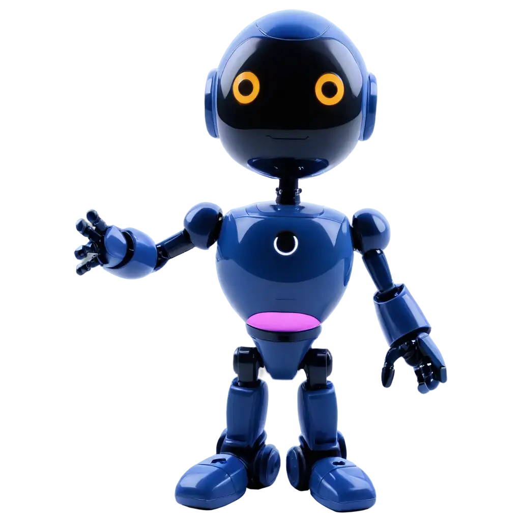 Un petit robot couleur bleu violet sombre