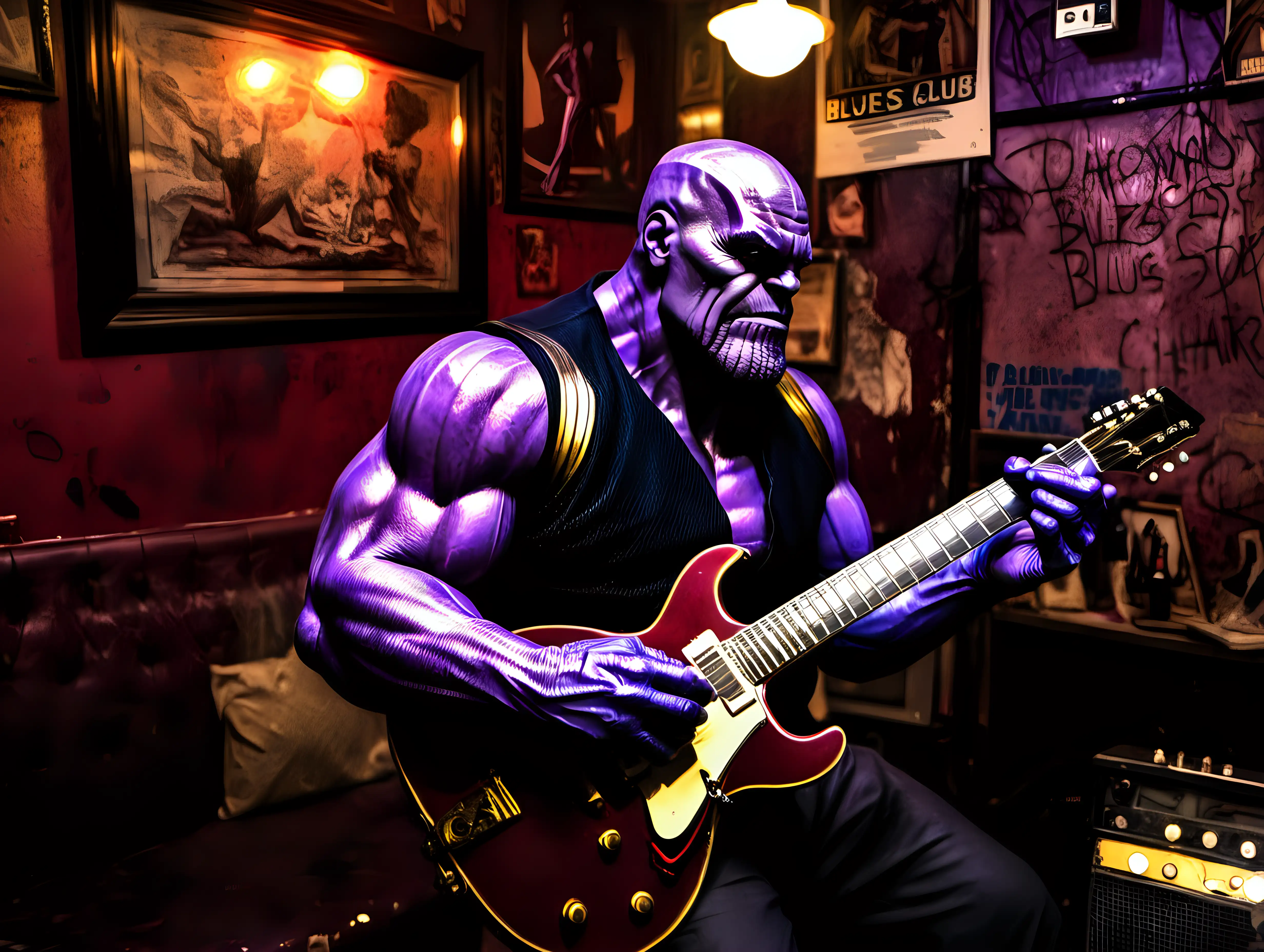  Thanos playing blues guitar in an old NYC blues club in the bowery