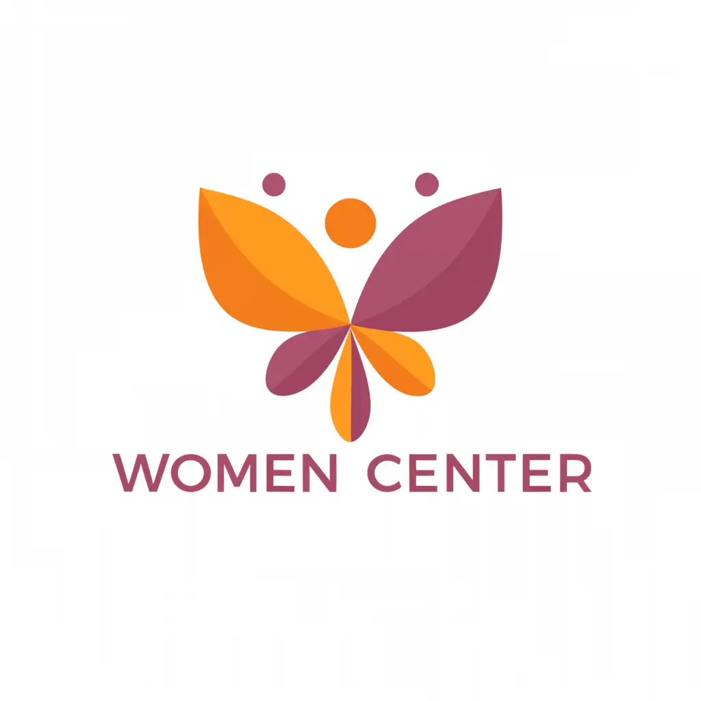 a logo design, with the text 'women center', main symbol: butterfly and sunflower, simple elegant, to be used in Entertainment industry, clear background monochrome