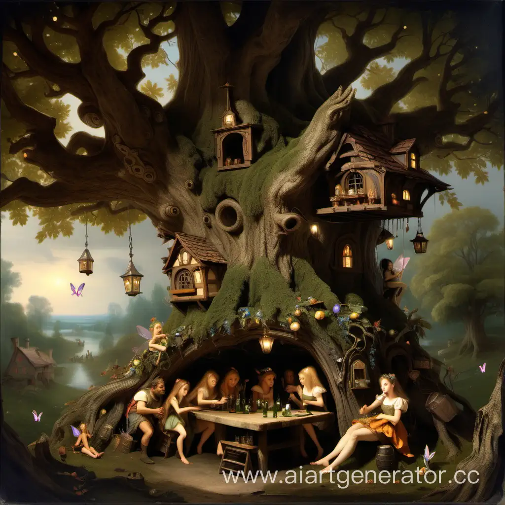 таверна с феями в стволе дерева
