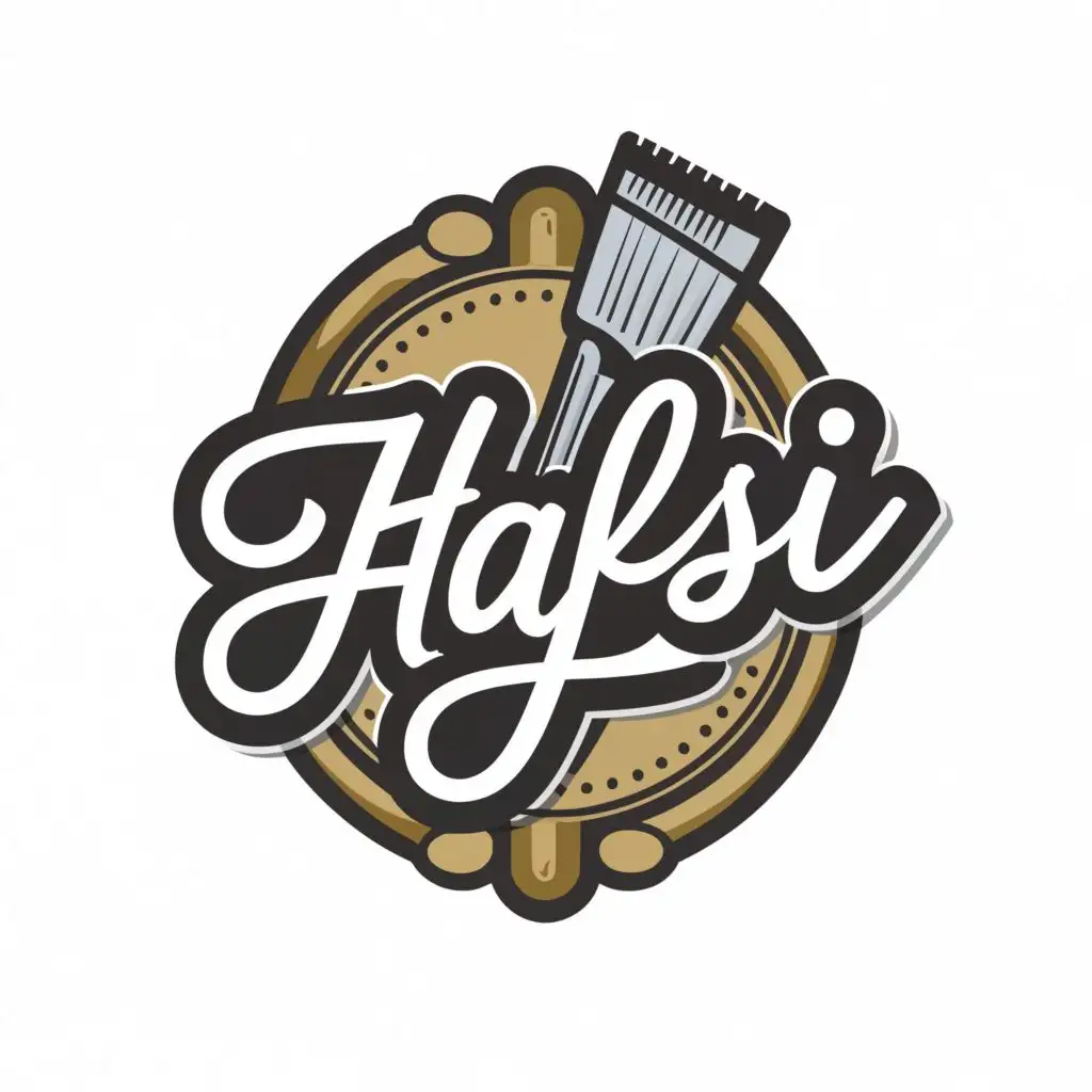 logo, barber shop , with the text "HAFSI", typography