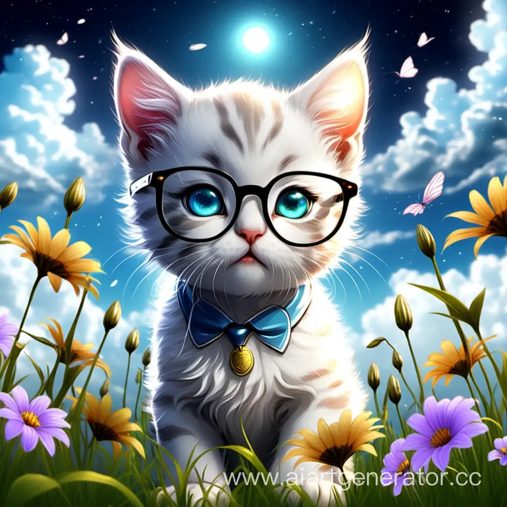 Adorable-Kitten-Avatar-with-Cute-Glasses-in-a-Dreamy-Field
