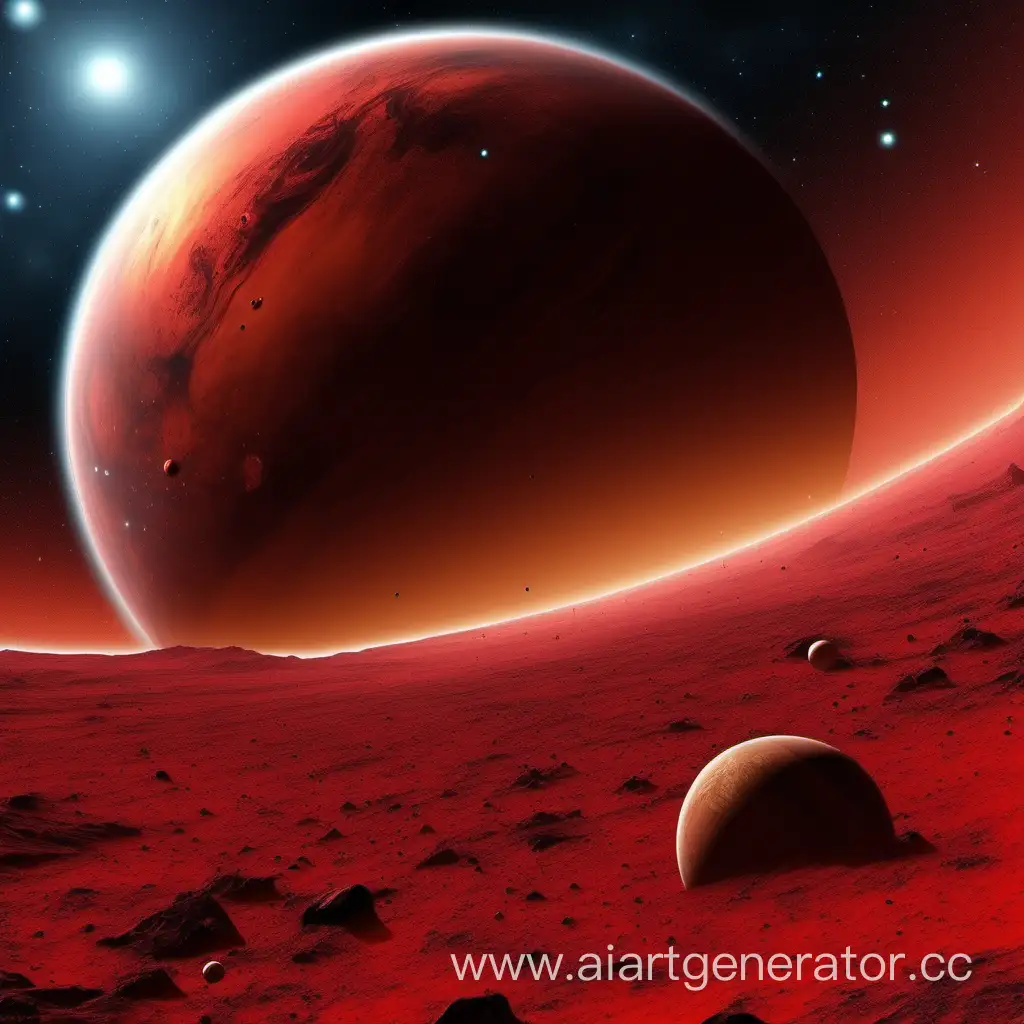 Космос и рядом большая красная планета