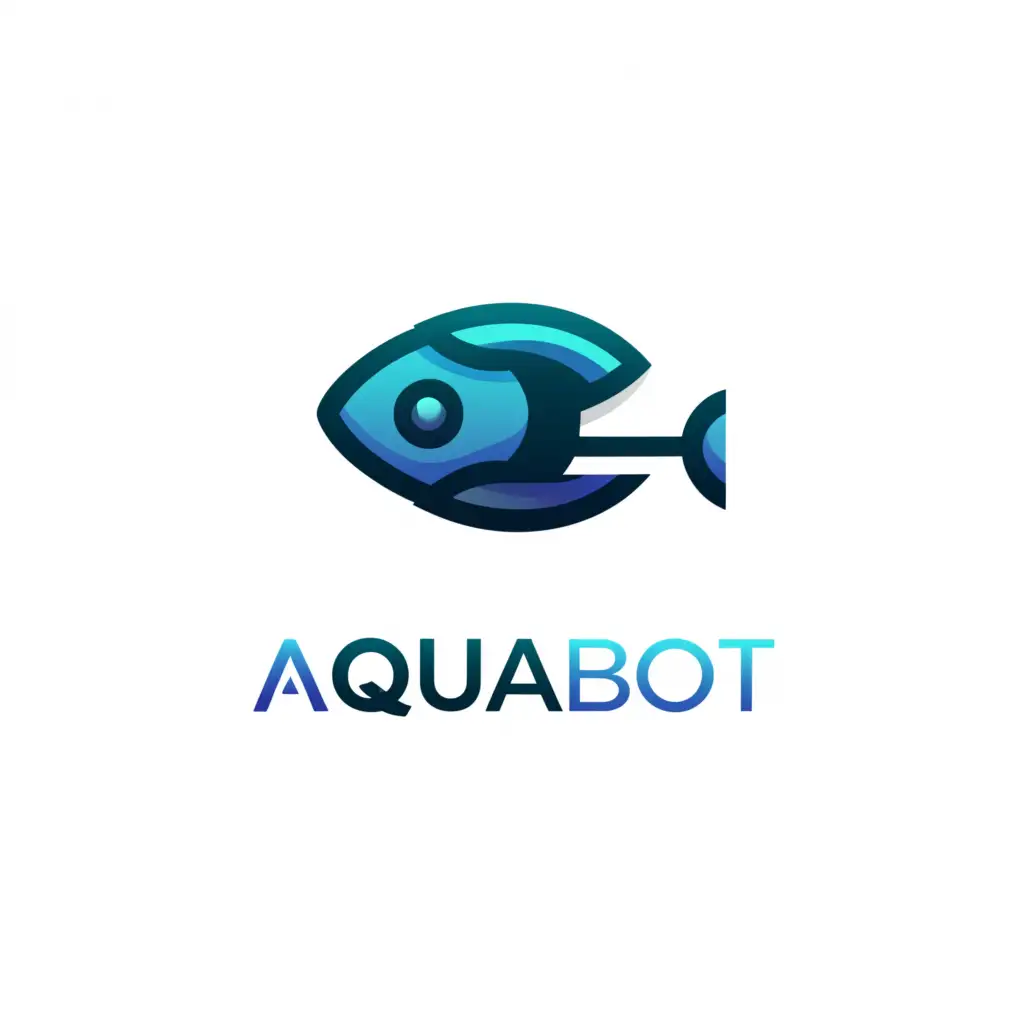 a logo design,with the text "Aquabot", main symbol:robotic fish,Minimalistic,be used in Technology industry,clear background