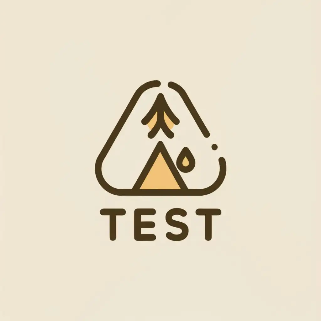 logo, logo A shape with rounded corner similar to Airbnb that has a camping tent inside. has to be stylised, with the text "test", typography, be used in Travel industry