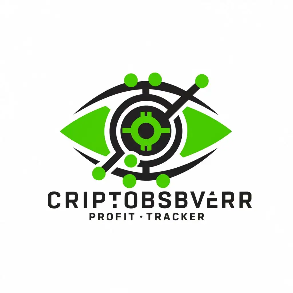 a logo design,with the text "CriptObserver", main symbol:a logo design,with the text "CriptObserver", main symbol:Mix of an eye and tecnology,Moderate,be used in Technology industry,clear background and use a combination of green and black as main colors; Logo is "A profit tracker",Moderate,be used in Technology industry,clear background