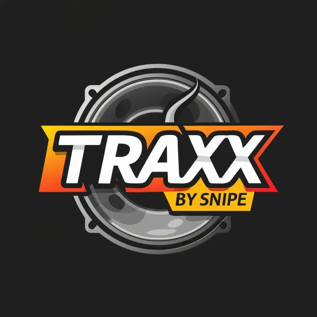 logo, Studio speaker, with the text "TRAXX BY SNIPE", typography, be used in Entertainment industry