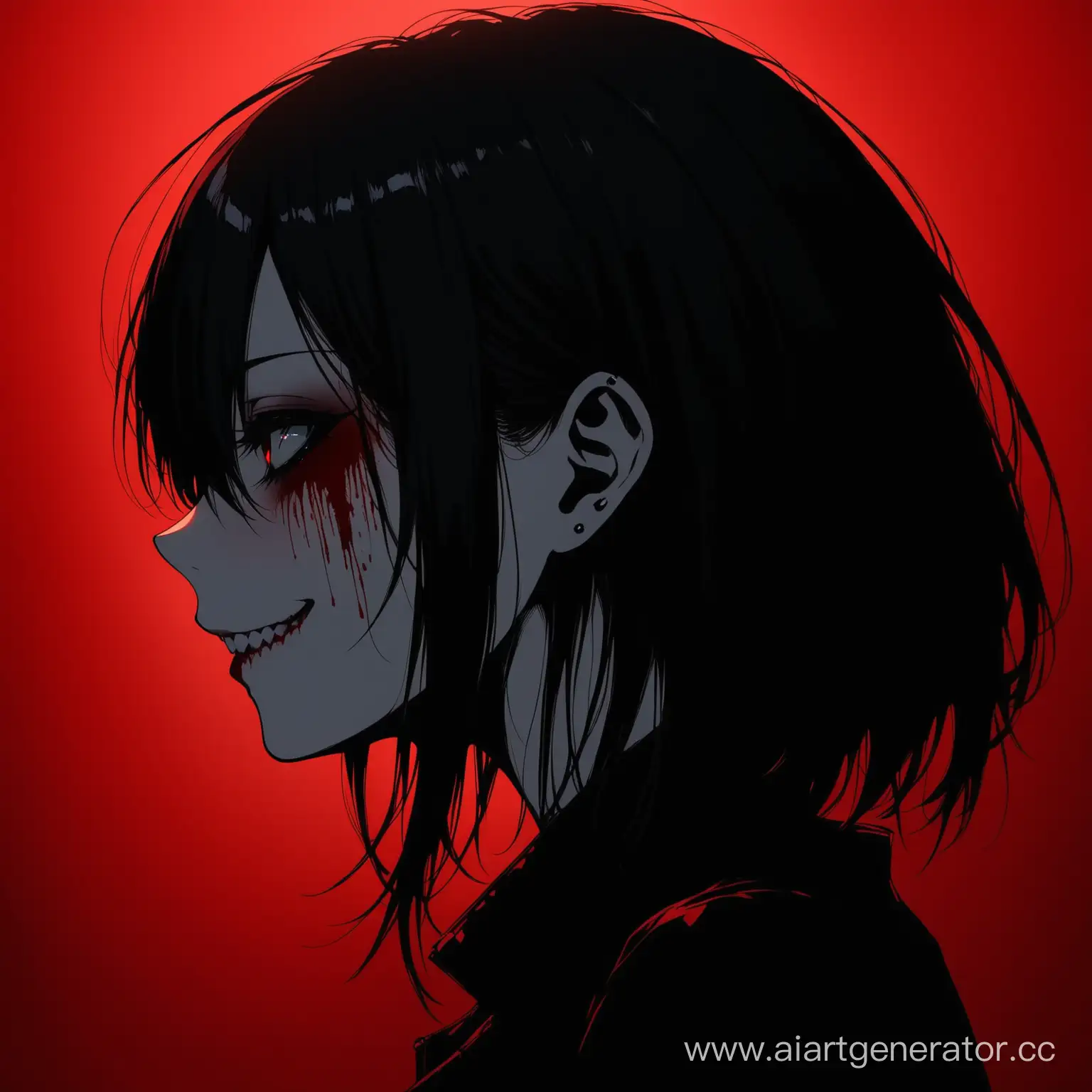 Mysterious-Anime-Emo-Girl-Profile-Portrait-with-Blood-and-Psycho-Smile-on-Red-Background