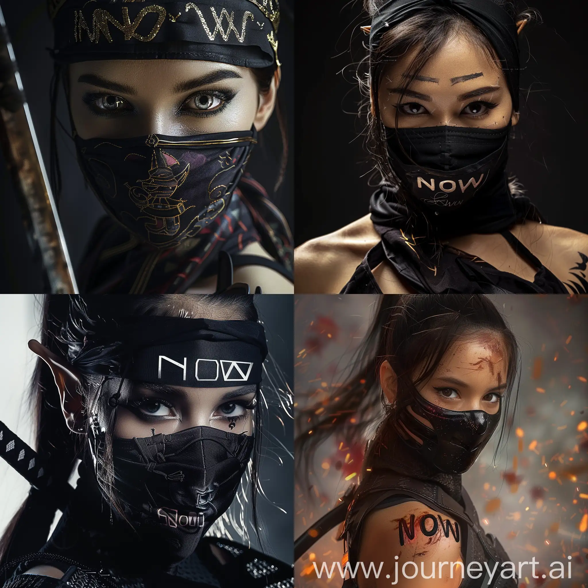 A beautiful ninja woman with the word "NOVA" written on her
