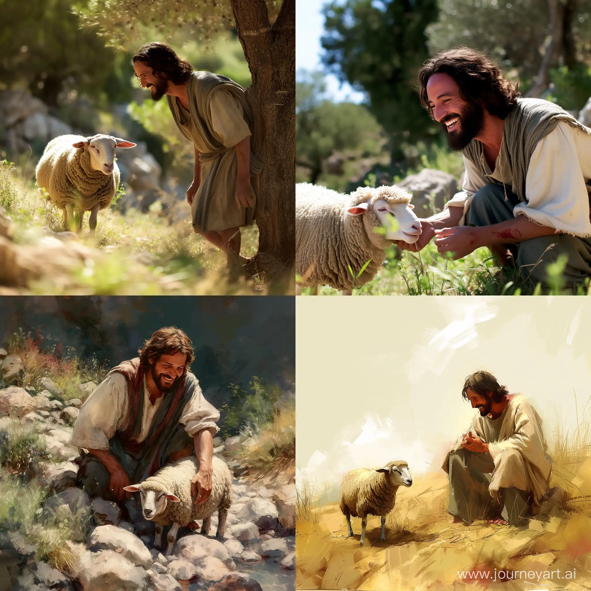 jesus search for a sheep and happy to find him
