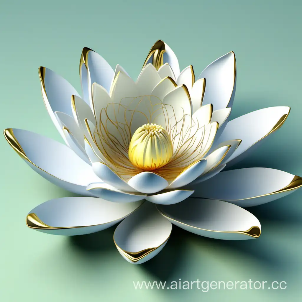 GoldenTipped-3D-Water-Lily-Exquisite-Floral-Beauty