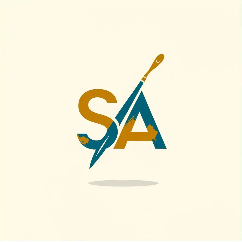 a logo design,with the text "create a logo from SA letter for a graphic design company", main symbol:paint brush,Moderate,clear background
