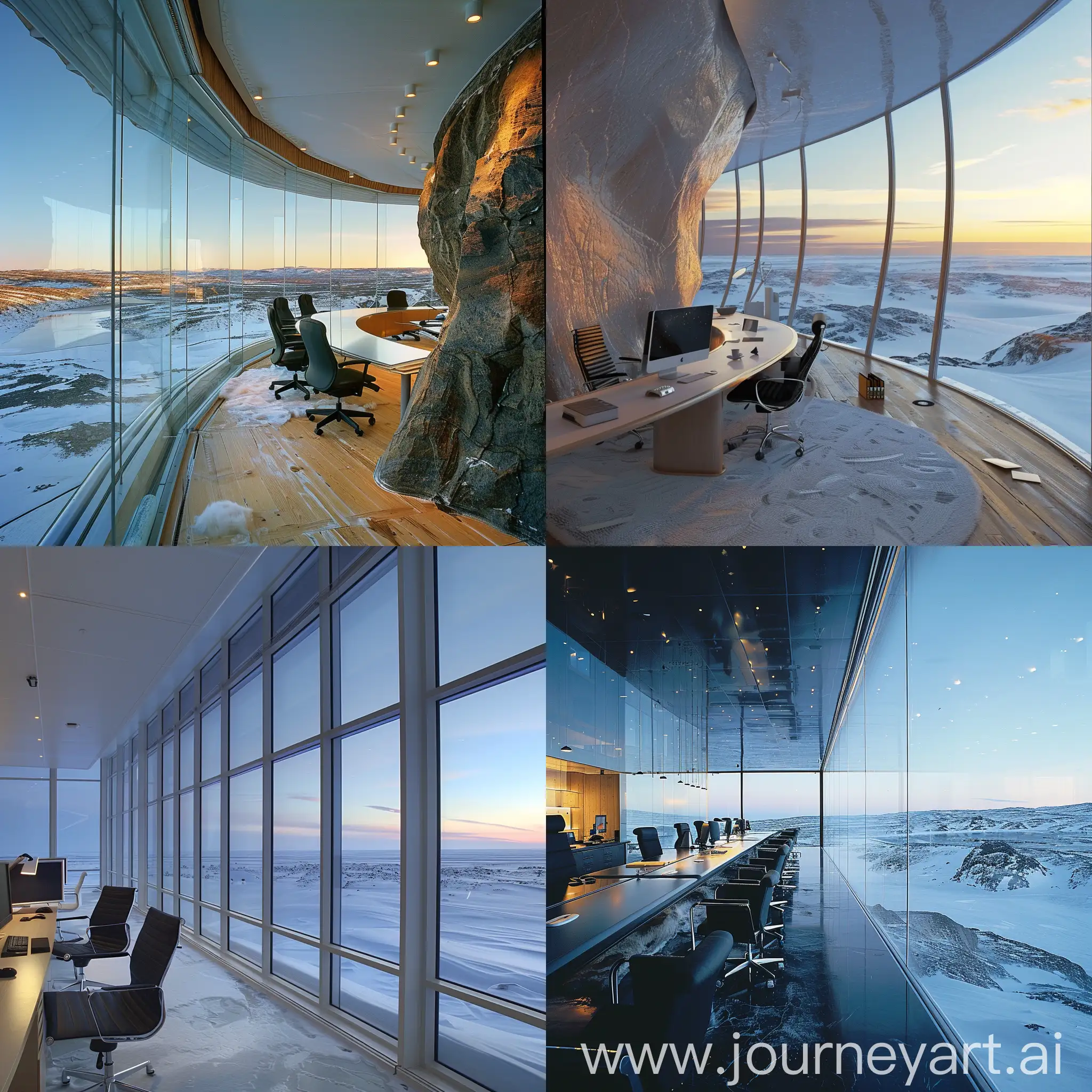 Futuristic-Office-in-Arctic-Wilderness-with-Panoramic-Windows