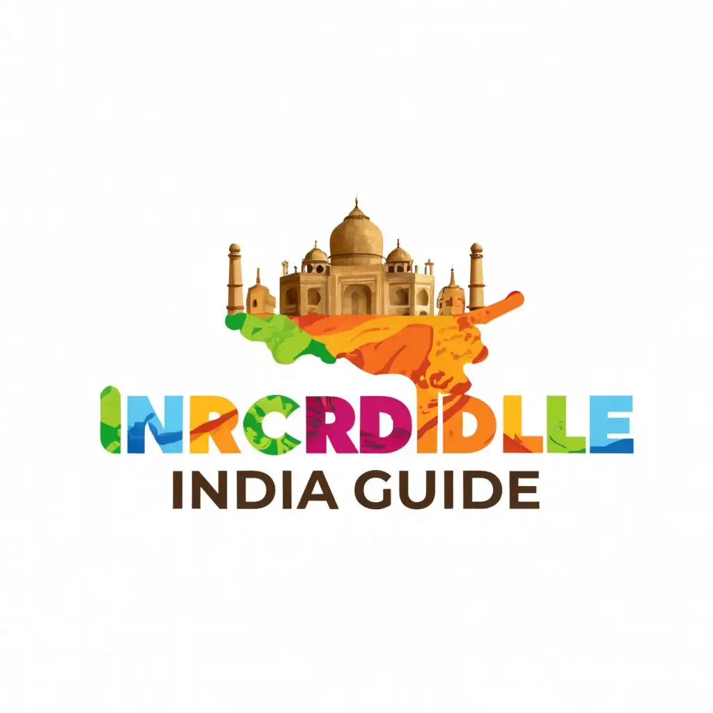 a logo design,with the text "Incredible india guide", main symbol:Indian map,Moderate,be used in Travel industry,clear background