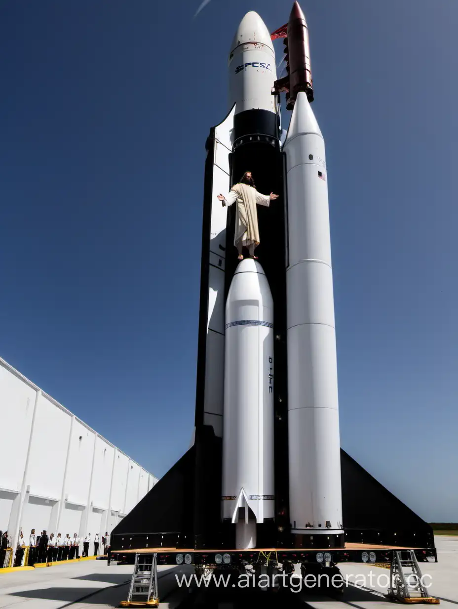 jesus christ monte à bord de la fusée spaceX