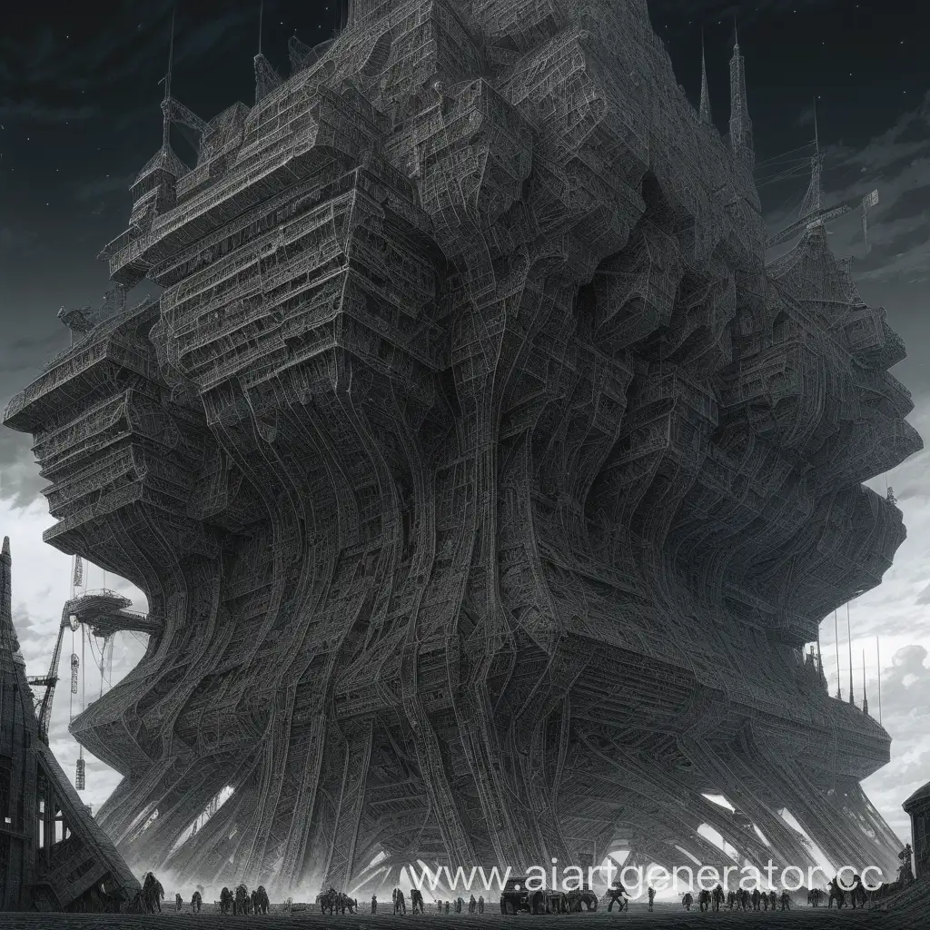 Dark large megastructure, style of Tsutomu Nihei Blame, hd, detailed —v 6