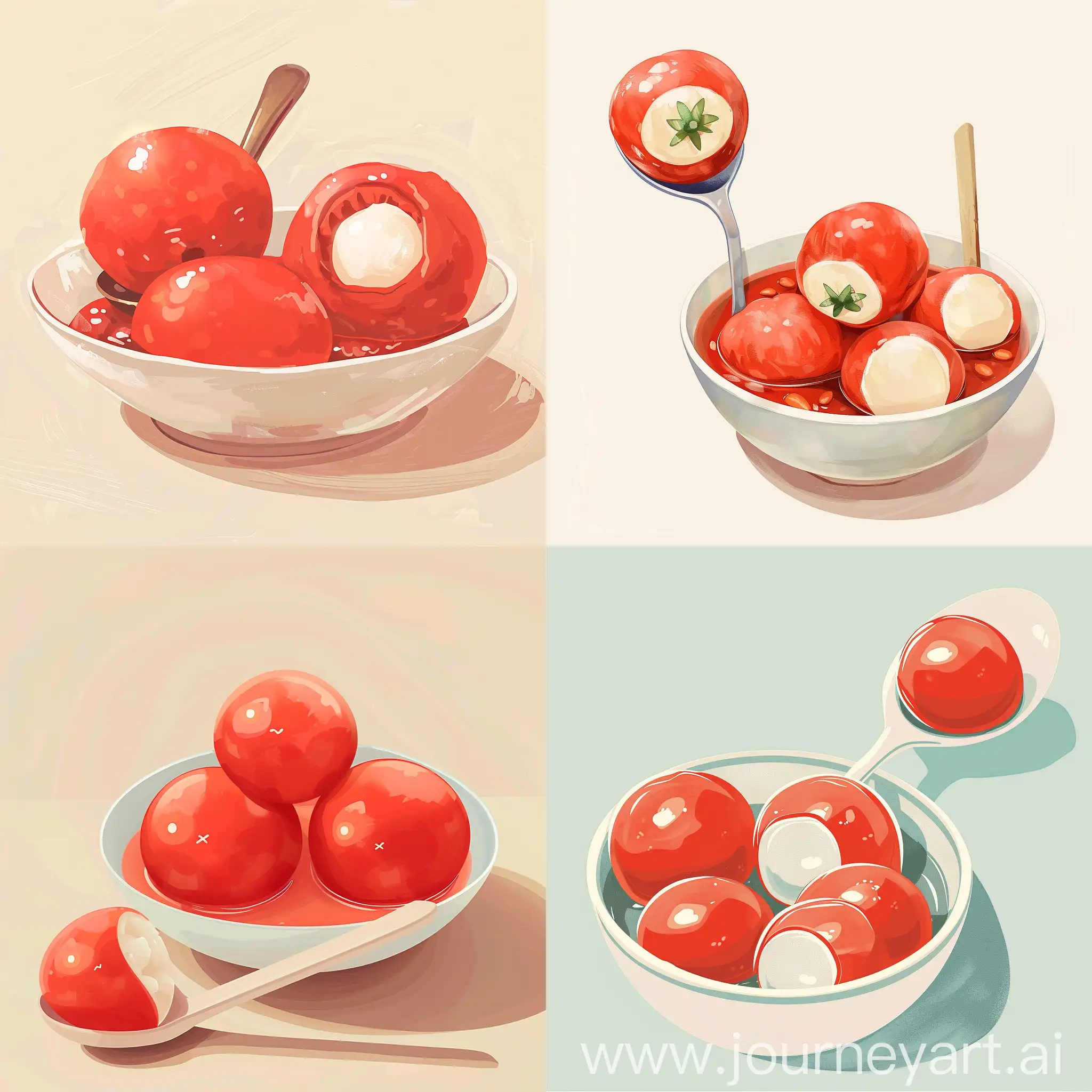 Delightful-TomatoShaped-Tangyuan-Illustration-Vibrant-and-Cute-Dumpling-Art