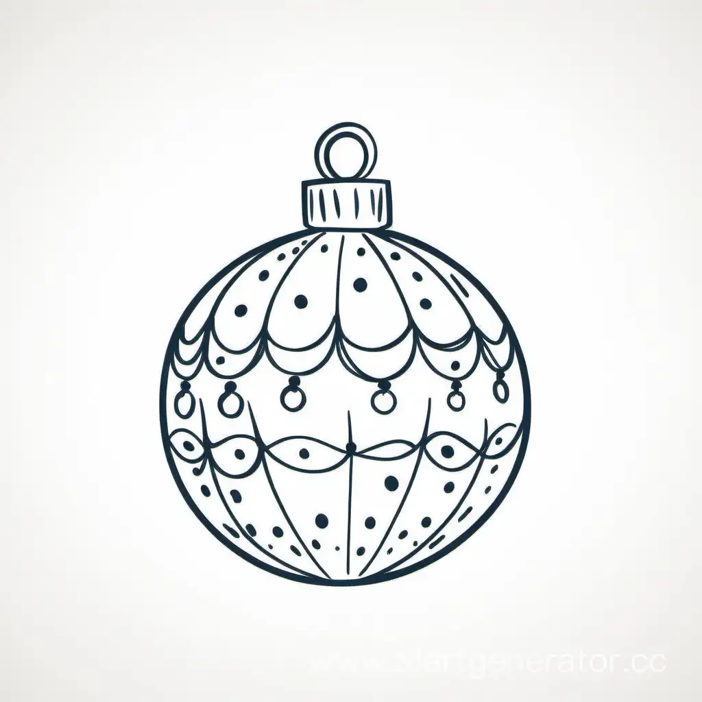 Simple sketch of a Christmas ball. White background.