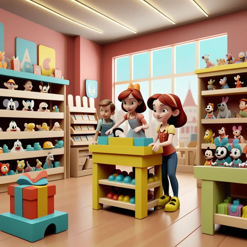 Whimsical 6YearOld Wonderland DisneyStyle Animation in a Childrens Toy Store