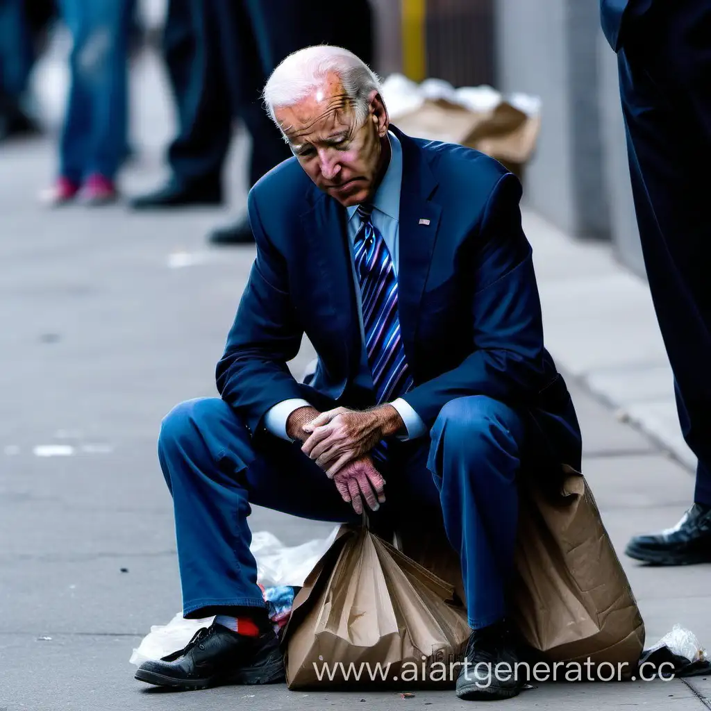 Sympathetic-Scene-Joe-Biden-Dressed-Simply-Reflects-with-Sadness-on-the-Streets