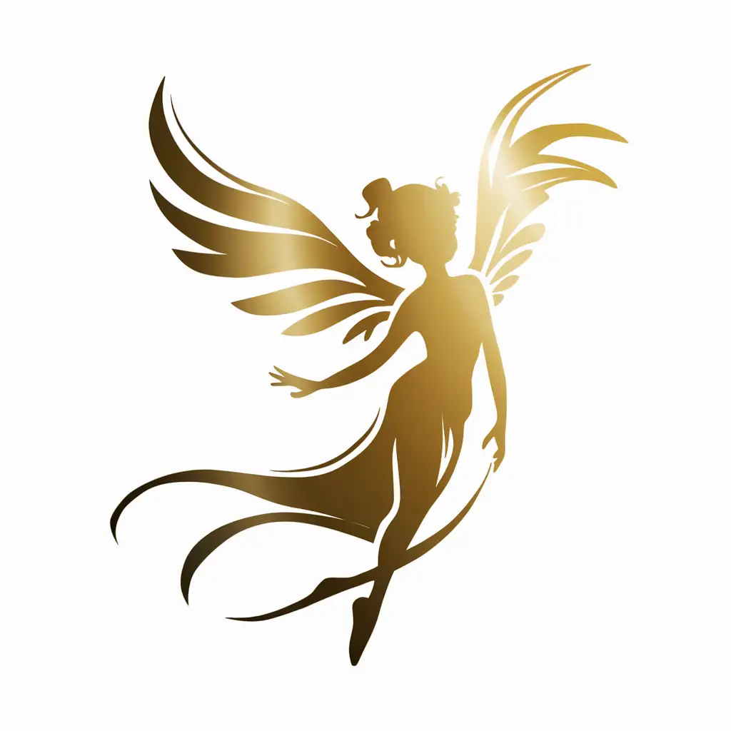 Golden Winged Girl Logo Silhouette