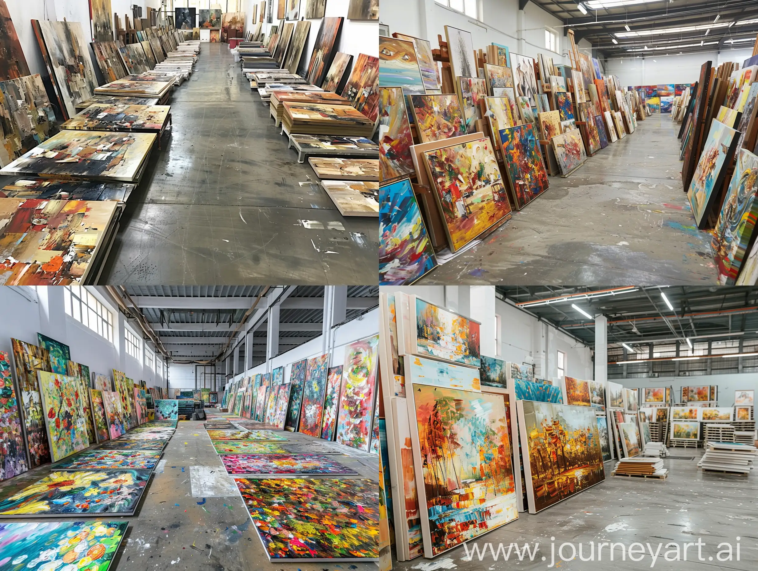 Exquisite-Abstract-Oil-Paintings-in-a-Tidy-Factory-Setting