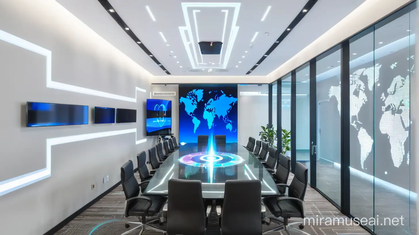 Futuristic Conference Table with Hologram Technology