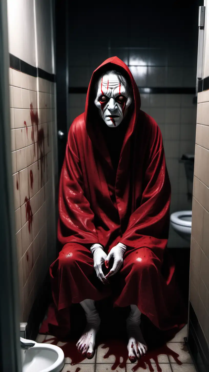 Japanese Urban Legend Manto Eerie Spirit in BloodStained Public Bathroom