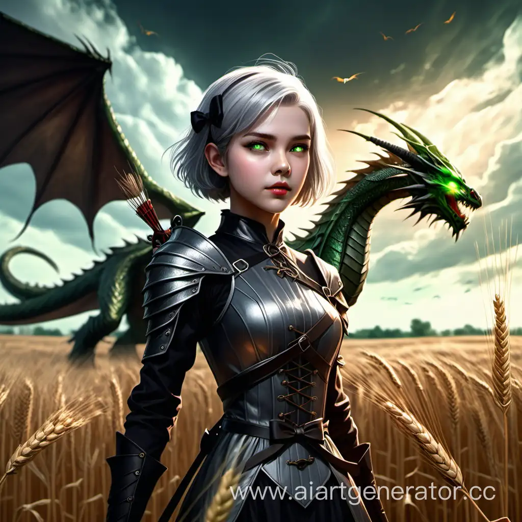 Mystical-Archer-Amidst-Golden-Fields-with-Soaring-Dragon