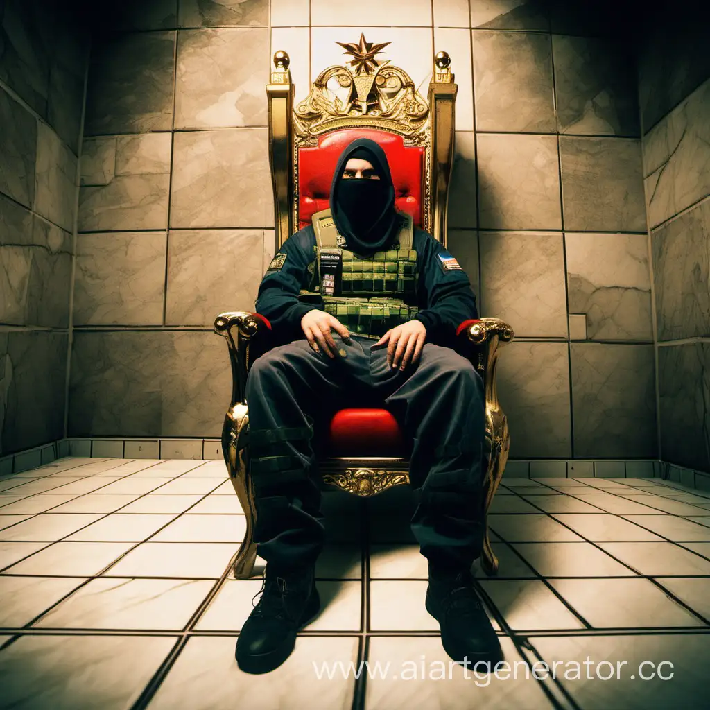 человек сидит на троне ,на карте с контр страйк
