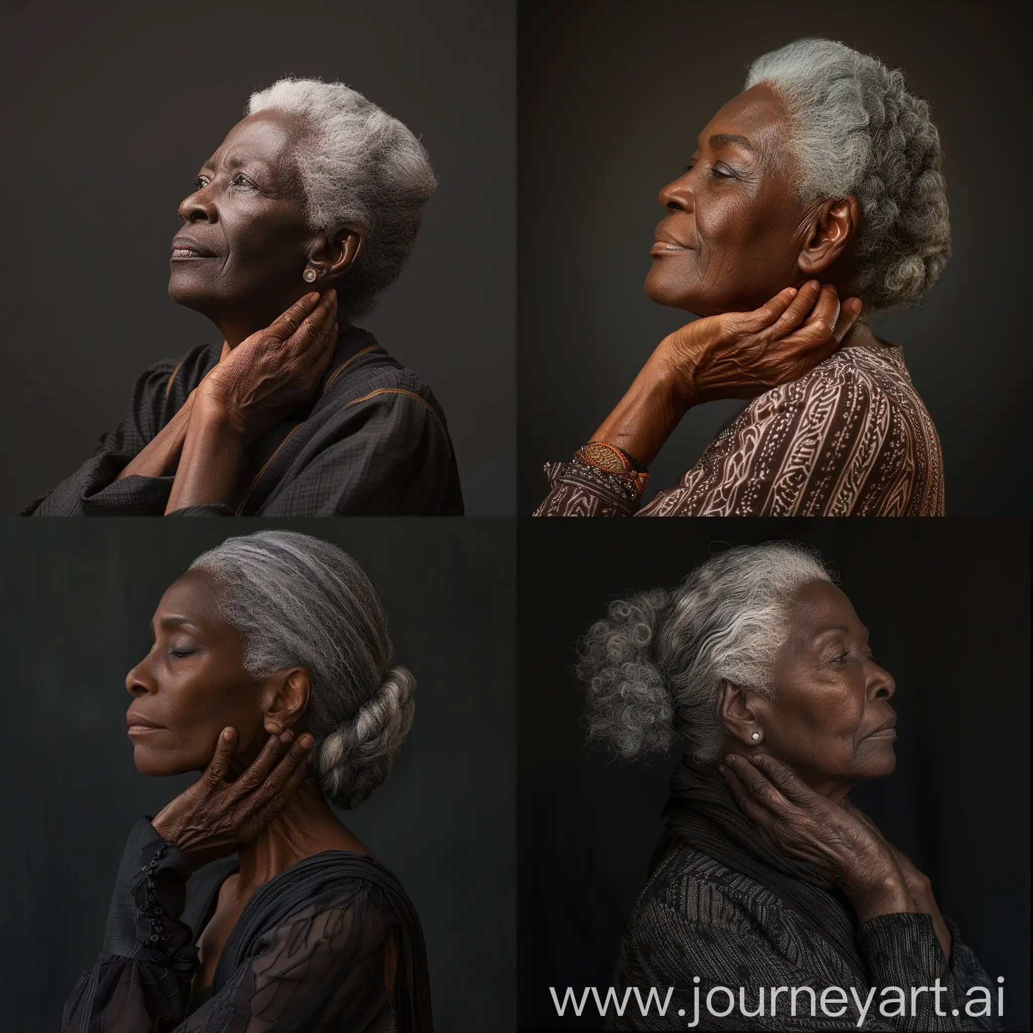 Elegant-60YearOld-African-Woman-Reflectively-Touching-Her-Neck-Portrait