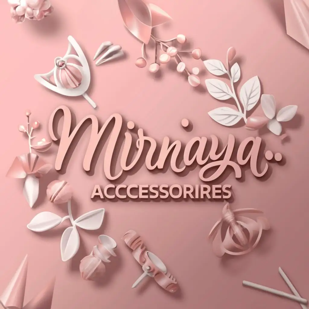LOGO-Design-for-Mirnaya-Accessories-Pink-White-Themed-3D-Emblem-with-Heart-Butterfly-Silhouettes-for-Feminine-Jewelry-Brand
