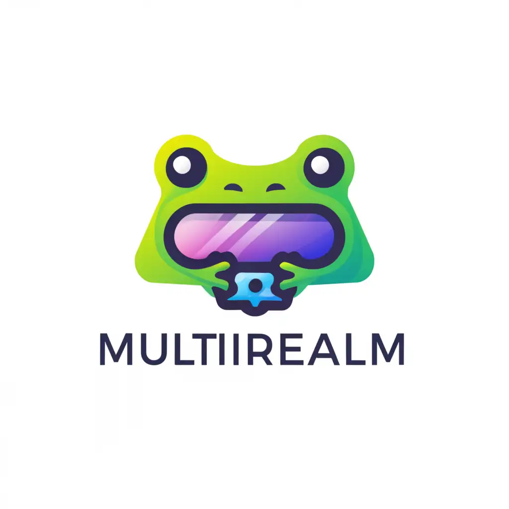a logo design,with the text "MultiRealm", main symbol:Gaming Console / Frog,Moderate,clear background