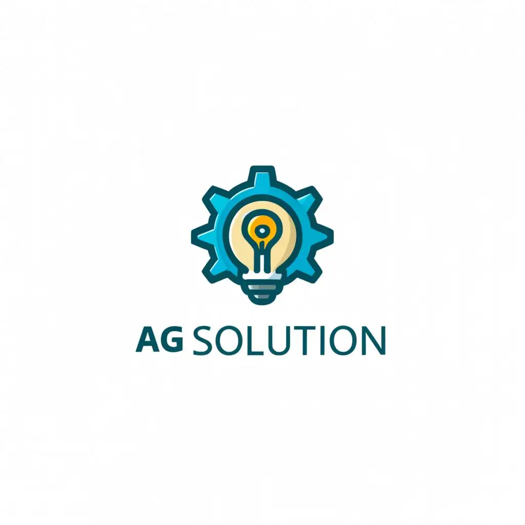 a logo design,with the text "AG Solution", main symbol:gear with lightbulb,Moderate,clear background