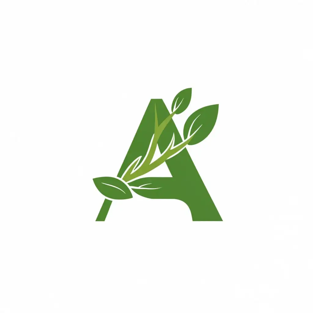 logo, logo, green letter A, flat color, gum leaves make the A, simple, with the text "A", with the text "A", typography, be used in Home Family industry