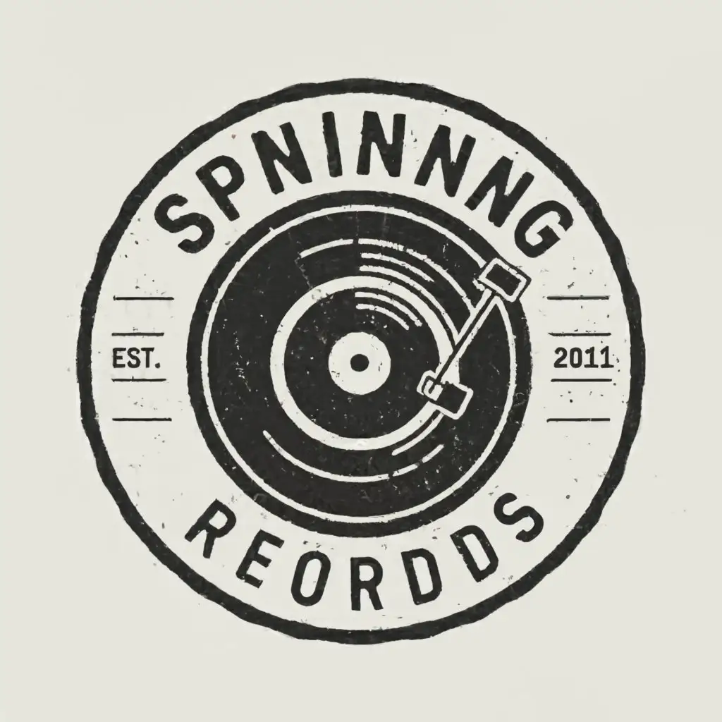 a logo design,with the text "Spinning Records", main symbol:a record,Moderate,clear background