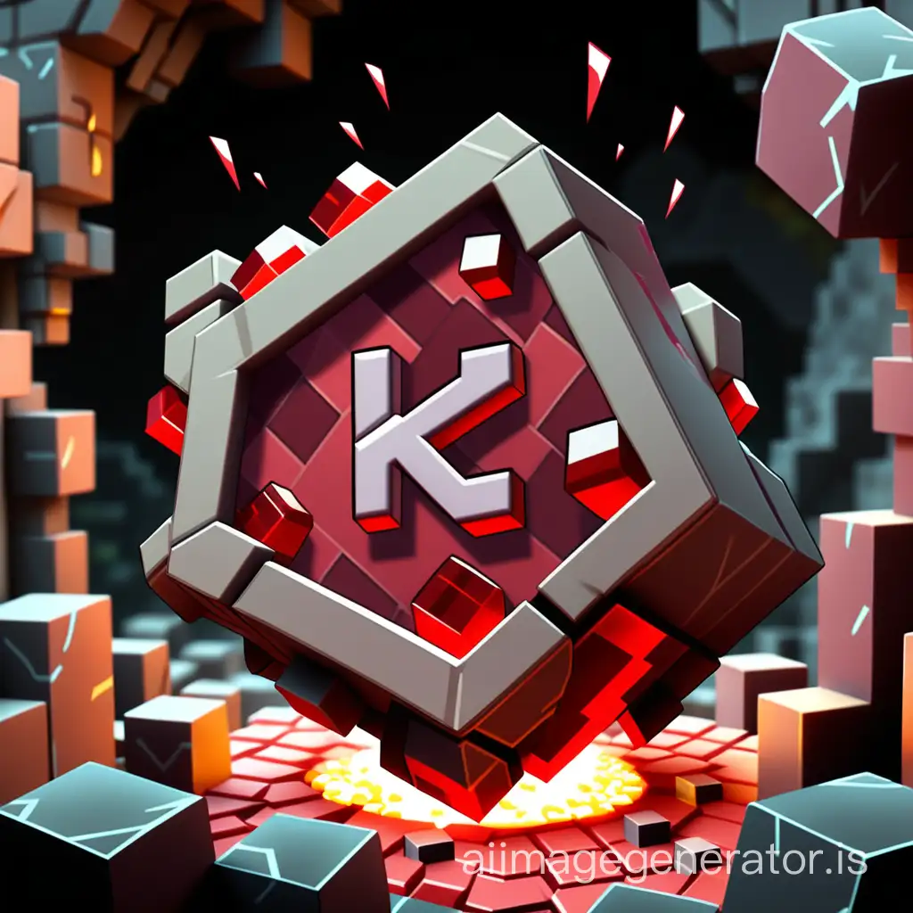 The logo for the minecraft RubTime server, where the letters RT are in the form of ruby ore in a mine with dynamites