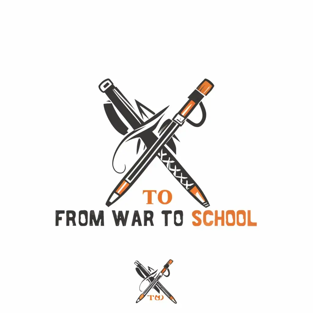 a logo design,with the text "From War to School", main symbol:A Sword with the other side of it as a pencil,Moderate,be used in Nonprofit industry,clear background