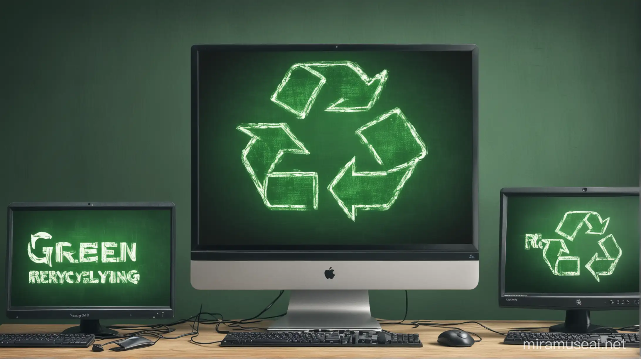 Computer Recycling Concept Technology Around Green Symbol