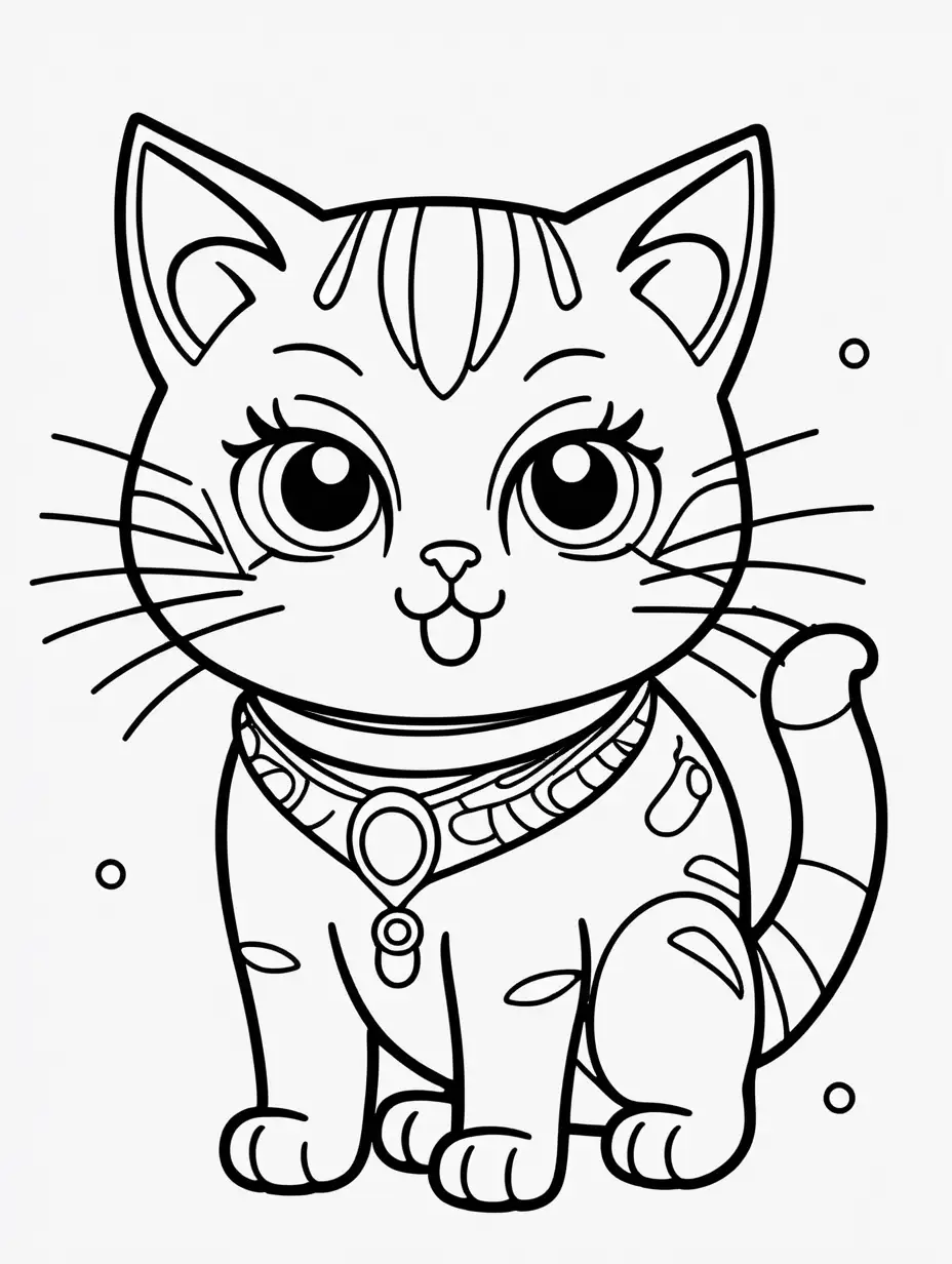 Adorable Kawaii Cat Coloring Page for Kids Cartoon Style Fun