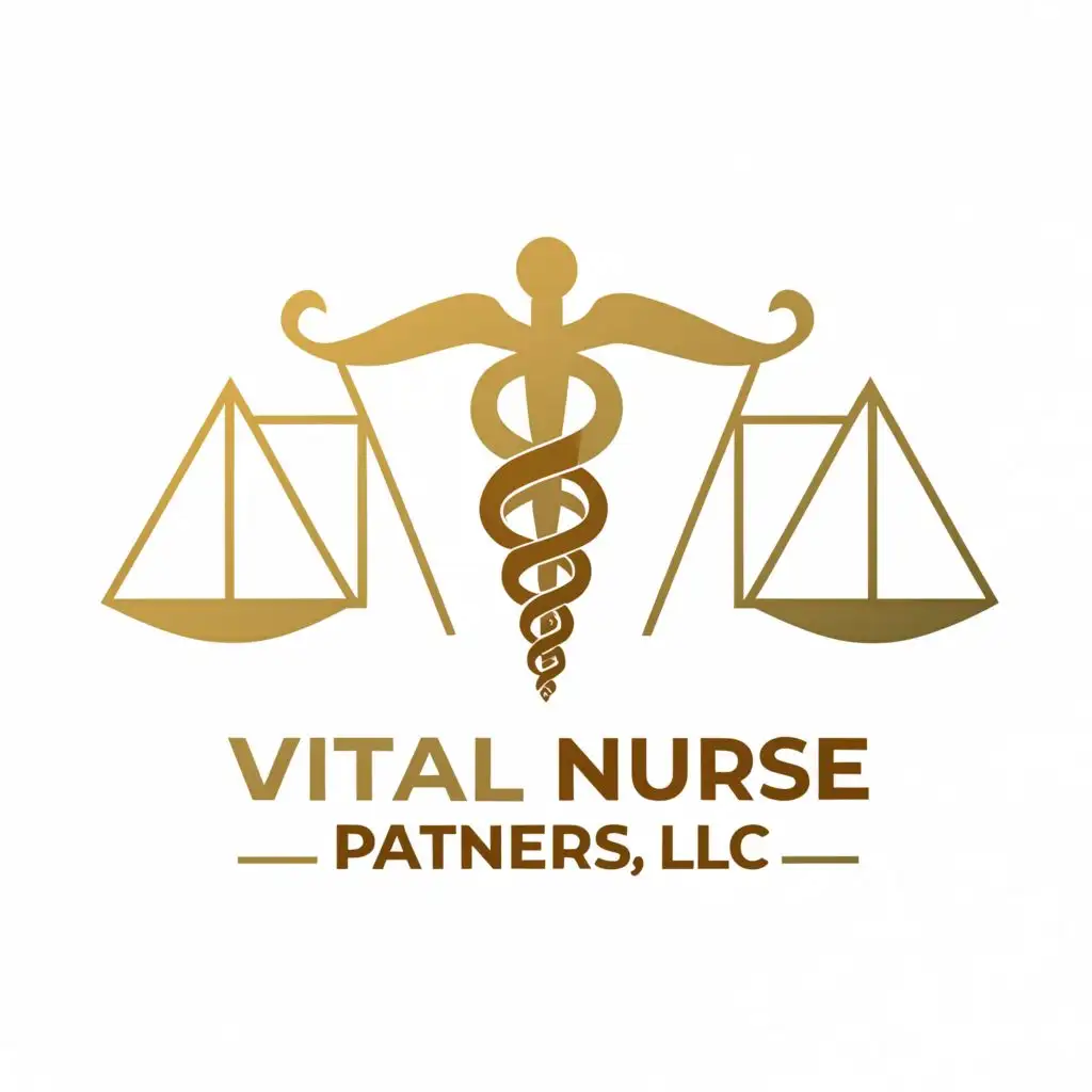 logo, logo to be a mix of healthcare and law use gold color, with the text "Vital Nurse Partners, LLC", typography, be used in Legal industry
