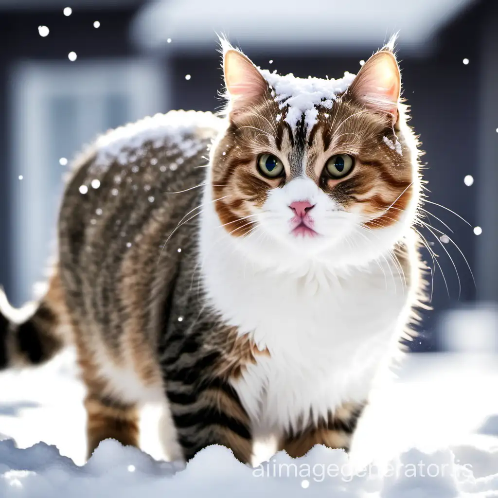 a cute cat in the snow