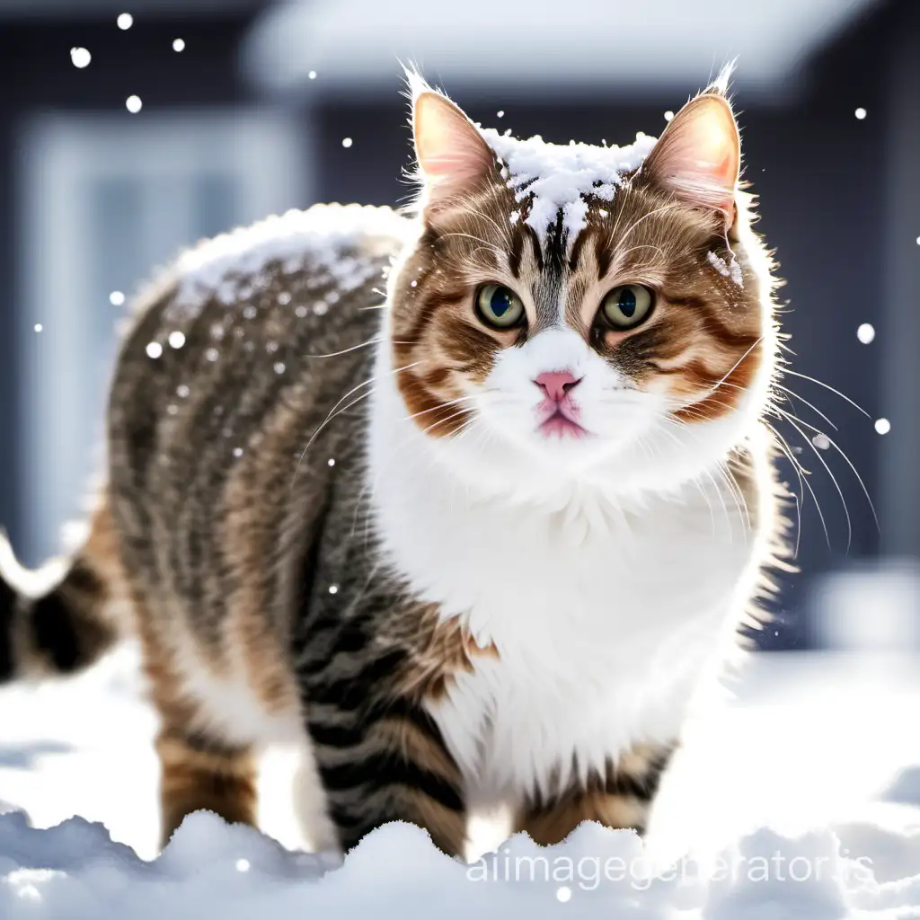 Adorable-Snow-Cat-Playing-in-Winter-Wonderland